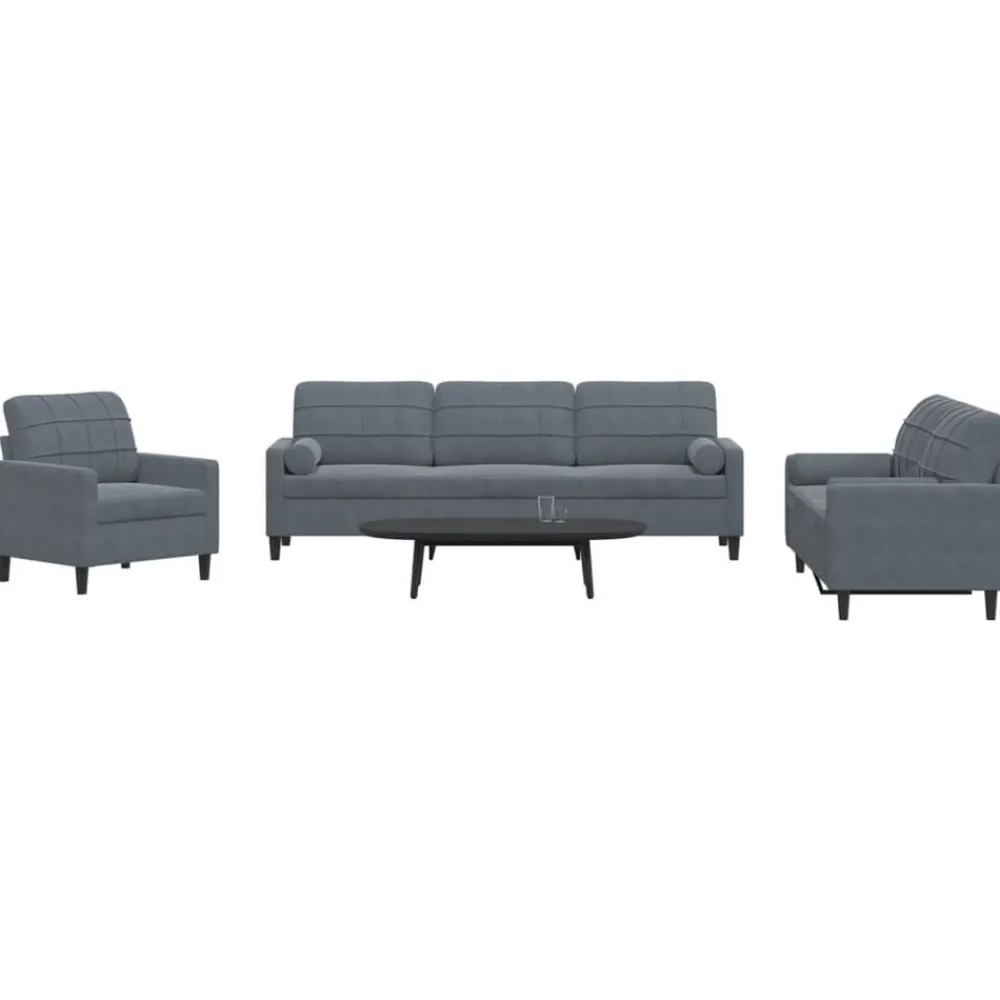 vidaXL Ensemble de canapés 3 pcs avec coussins et traversins velours