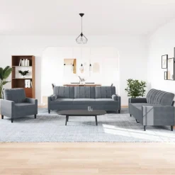 vidaXL Ensemble de canapés 3 pcs avec coussins et traversins velours