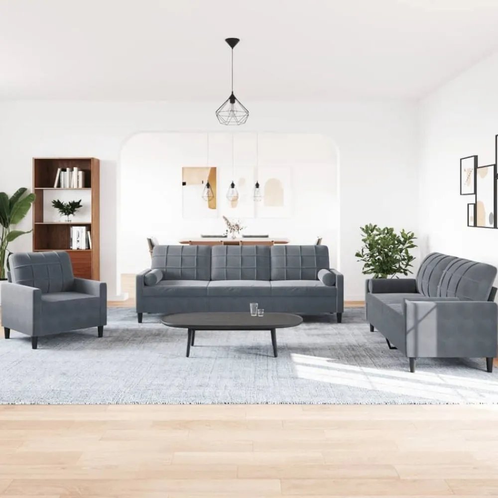 vidaXL Ensemble de canapés 3 pcs avec coussins et traversins velours