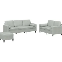 Canapés-vidaXL Ensemble de canapés 3 pcs avec coussins velours Gris clair