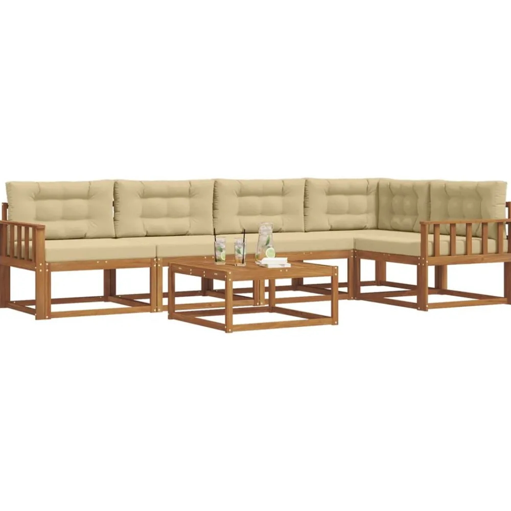 Ensembles De Meubles-vidaXL Ensemble de canapés d'extérieur 6 pcs Naturel et beige