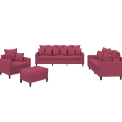 Canapés-vidaXL Ensemble de canapés 4 pcs avec coussins Velours Rouge bordeaux