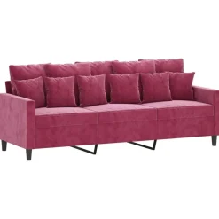 Canapés-vidaXL Ensemble de canapés 4 pcs avec coussins Velours Rouge bordeaux