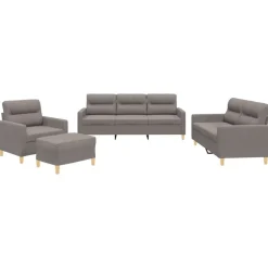 Canapés-vidaXL Ensemble de canapés 4 pcs avec coussins Tissu Taupe