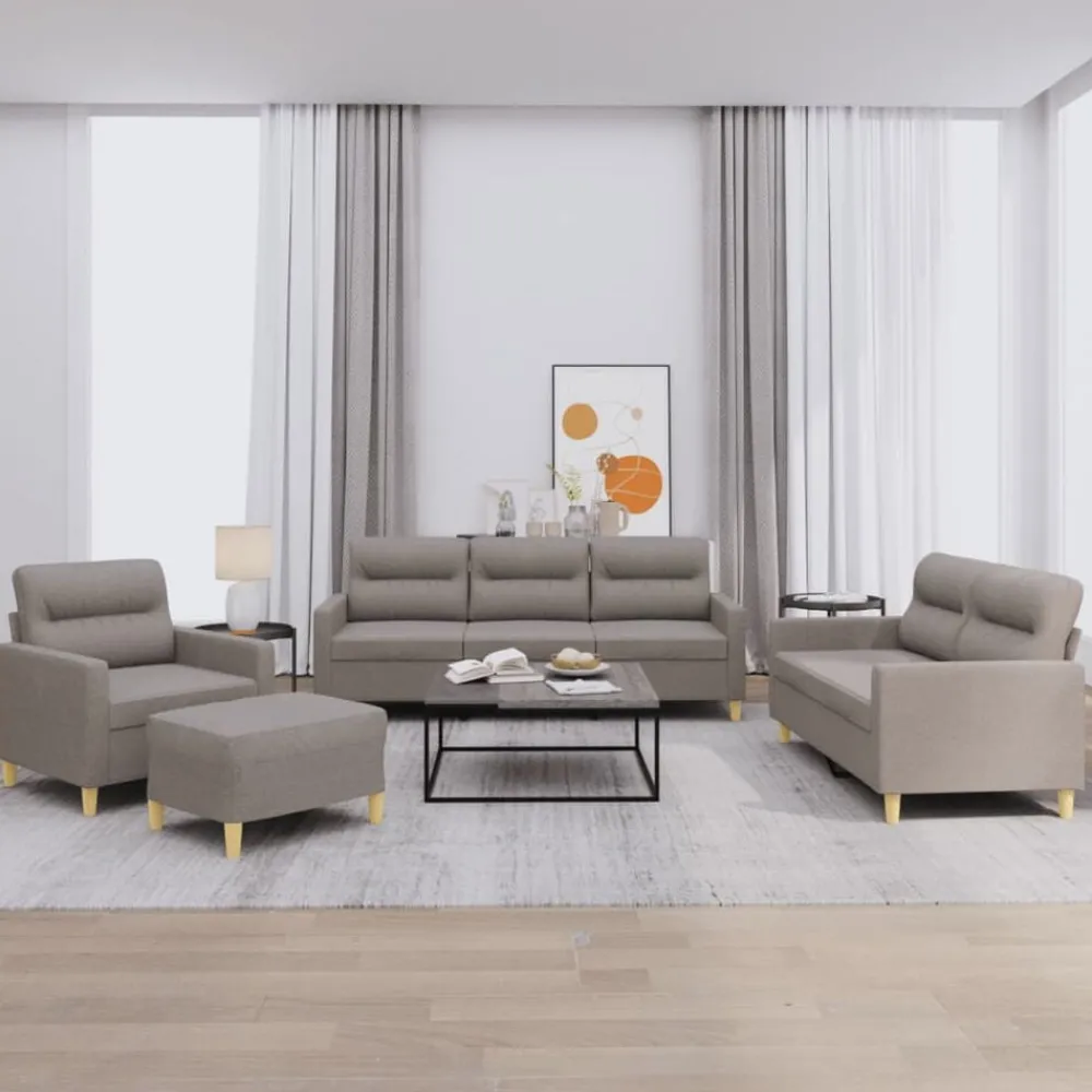 Canapés-vidaXL Ensemble de canapés 4 pcs avec coussins Tissu Taupe