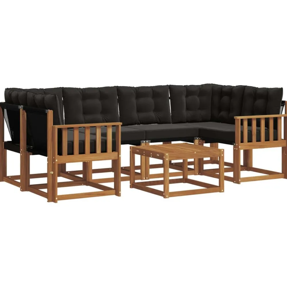 Ensembles De Meubles-vidaXL Ensemble de canapés d'extérieur 7 pcs Naturel et noir