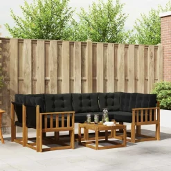 Ensembles De Meubles-vidaXL Ensemble de canapés d'extérieur 7 pcs Naturel et noir