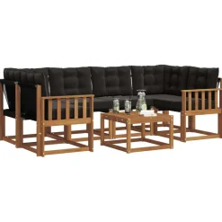 Ensembles De Meubles-vidaXL Ensemble de canapés d'extérieur 7 pcs Naturel et noir