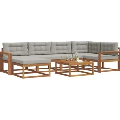 vidaXL Ensemble de canapés d'extérieur 7 pcs Gris Naturel et Clair