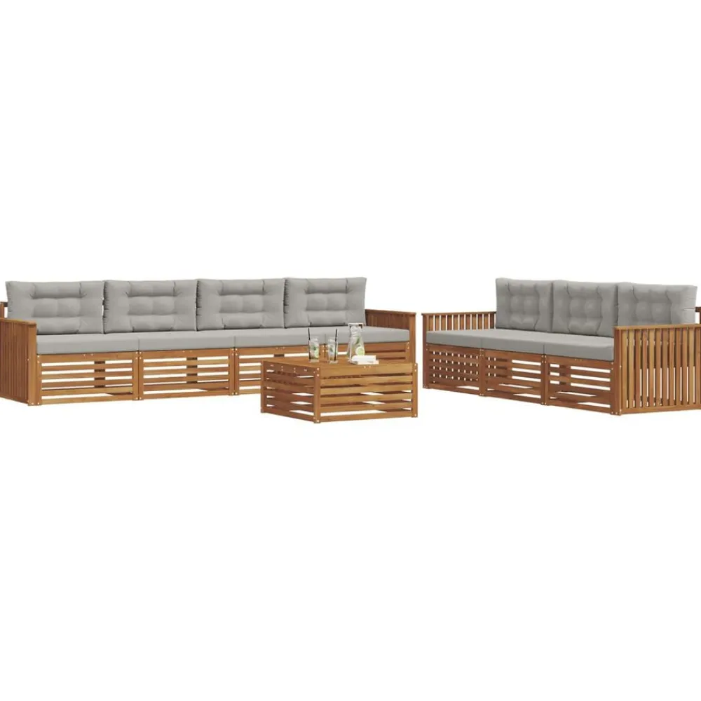 vidaXL Ensemble de canapés d'extérieur 8 pcs Gris Naturel et Clair