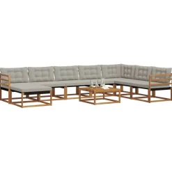 vidaXL Ensemble de canapés d'extérieur 9 pcs Gris Naturel et Clair