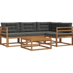 Ensembles De Meubles-vidaXL Ensemble de canapés d'extérieur 5 pcs Naturel et anthracite