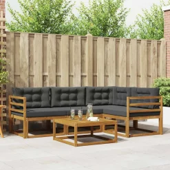 Ensembles De Meubles-vidaXL Ensemble de canapés d'extérieur 5 pcs Naturel et anthracite