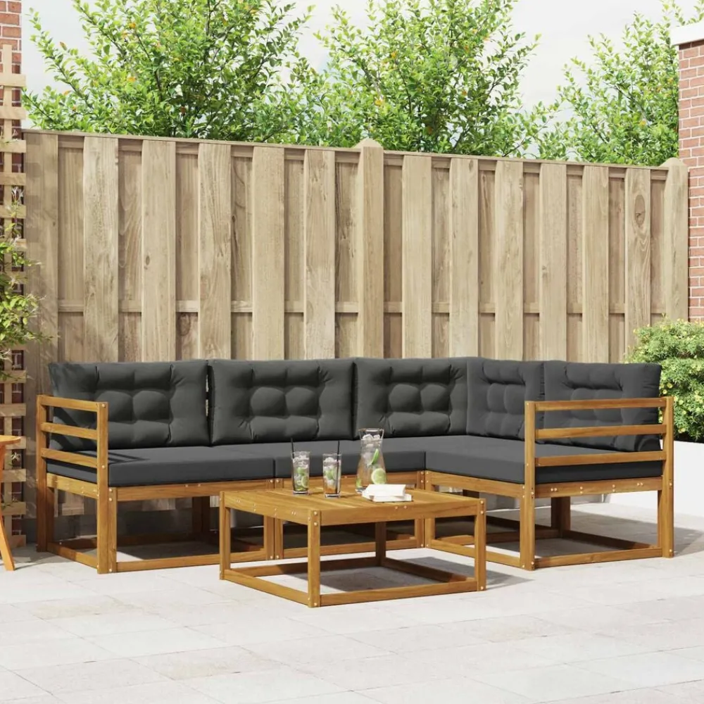 Ensembles De Meubles-vidaXL Ensemble de canapés d'extérieur 5 pcs Naturel et anthracite