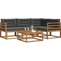 Ensembles De Meubles-vidaXL Ensemble de canapés d'extérieur 5 pcs Naturel et anthracite