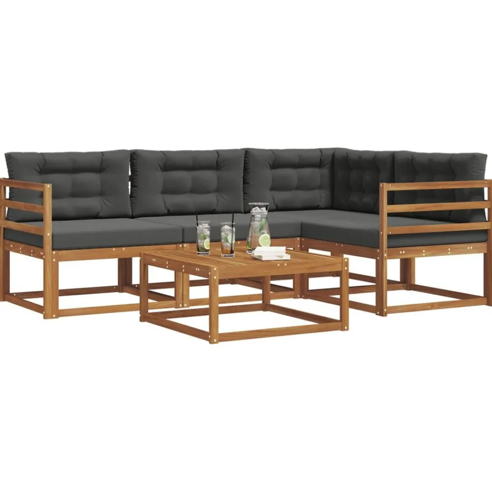 Ensembles De Meubles-vidaXL Ensemble de canapés d'extérieur 5 pcs Naturel et anthracite