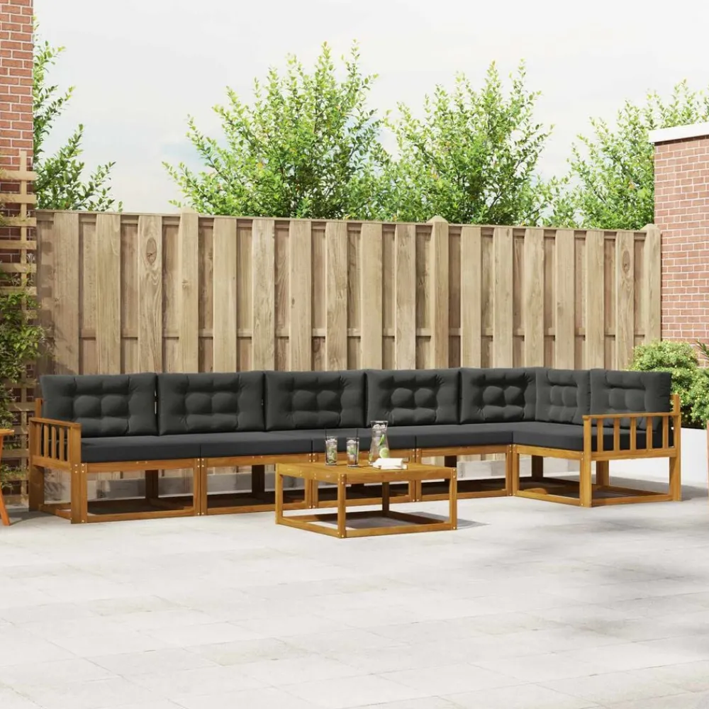 Ensembles De Meubles-vidaXL Ensemble de canapés d'extérieur 7 pcs Naturel et anthracite