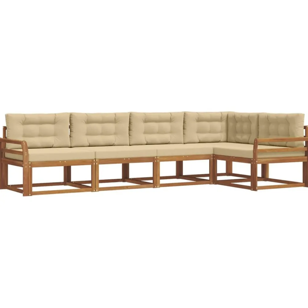 Ensembles De Meubles-vidaXL Ensemble de canapés d'extérieur 5 pcs Naturel et beige