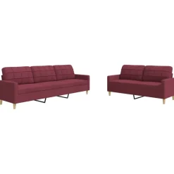 Canapés-vidaXL Ensemble de canapés 2 pcs tissu Rouge bordeaux