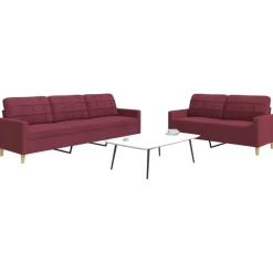 Canapés-vidaXL Ensemble de canapés 2 pcs tissu Rouge bordeaux