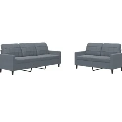 Canapés-vidaXL Ensemble de canapés 2 pcs avec coussins Velours Gris foncé