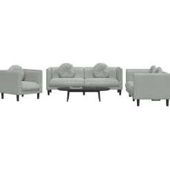 vidaXL Ensemble de canapés 3 pcs avec coussins rose velours