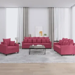 Canapés-vidaXL Ensemble de canapés 3 pcs avec coussins Velours Rouge bordeaux