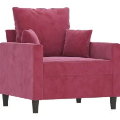 Canapés-vidaXL Ensemble de canapés 3 pcs avec coussins Velours Rouge bordeaux