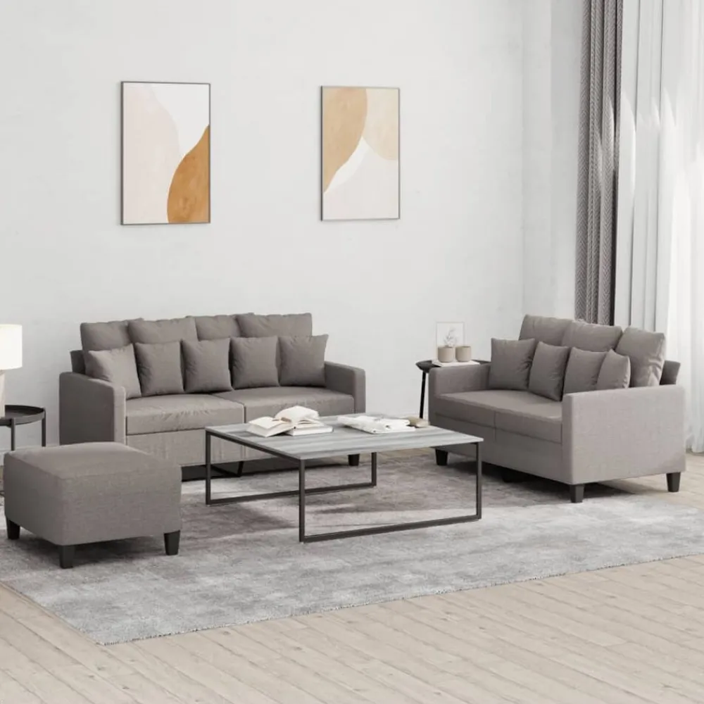 vidaXL Ensemble de canapés 3 pcs avec coussins Tissu