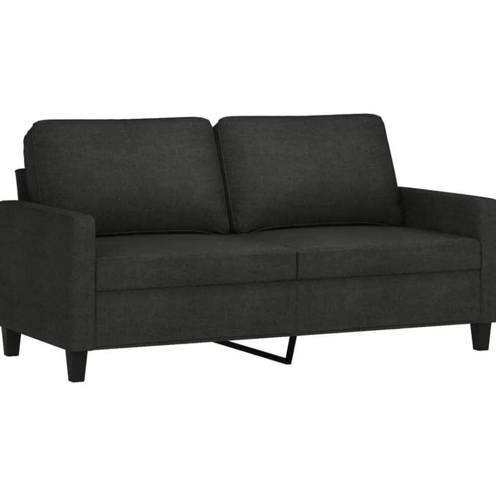Canapés-vidaXL Ensemble de canapés 2 pcs avec coussins Tissu Noir