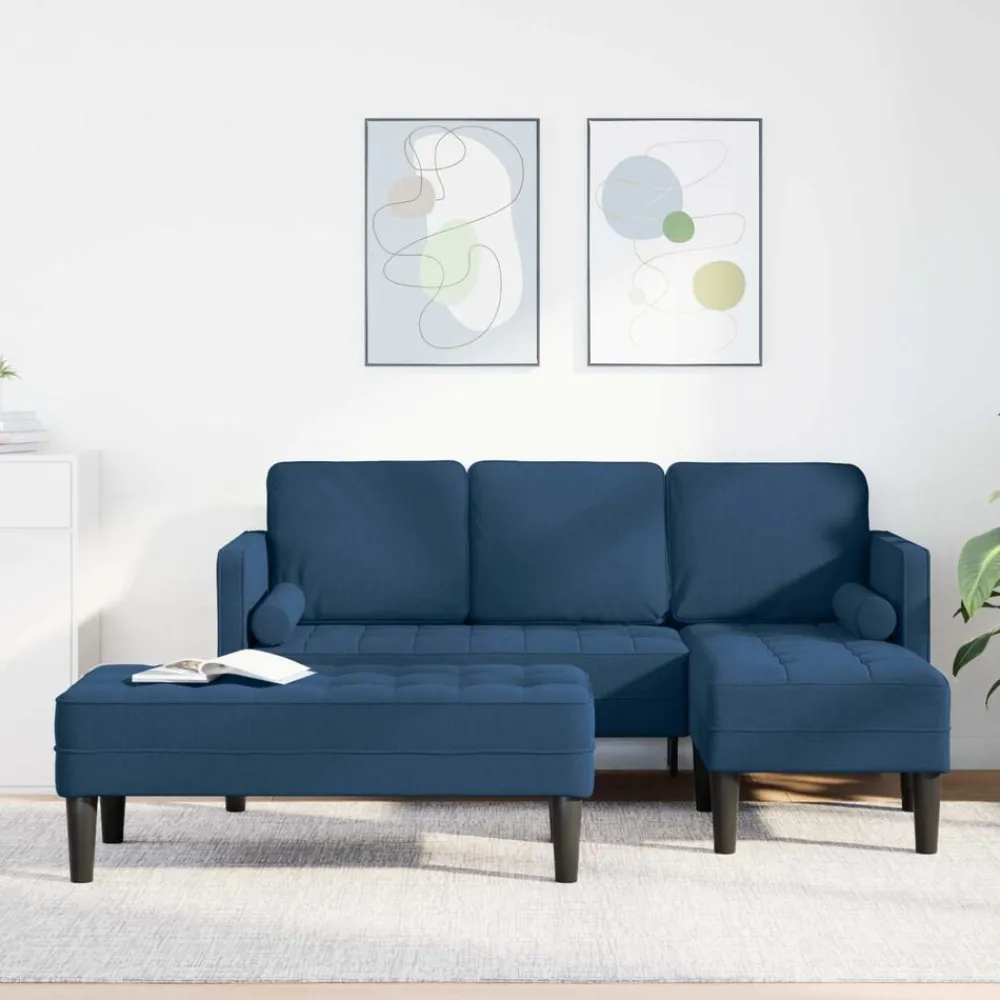 Canapés-vidaXL Ensemble de Canapés avec coussin 2 pcs Polyester Bleu
