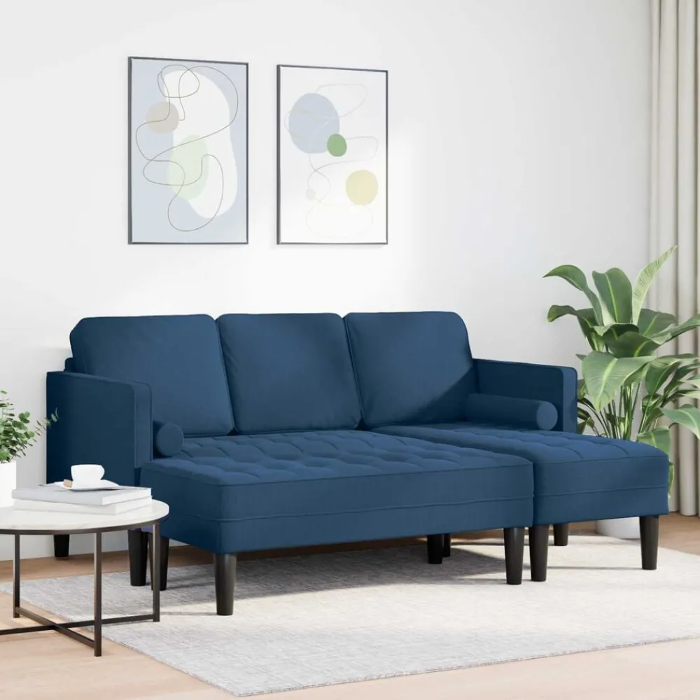 Canapés-vidaXL Ensemble de Canapés avec coussin 2 pcs Polyester Bleu