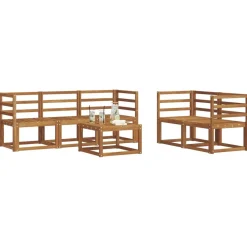 vidaXL Ensemble de canapés d'extérieur 6 pcs Naturel et Crème