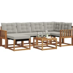 vidaXL Ensemble de canapés d'extérieur 7 pcs Gris Naturel et Clair