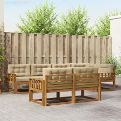 Ensembles De Meubles-vidaXL Ensemble de canapés d'extérieur 7 pcs Naturel et beige