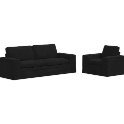 Canapés-vidaXL Ensemble de Canapés 2 pcs 222 x 80 x 82 cm tissu Noir