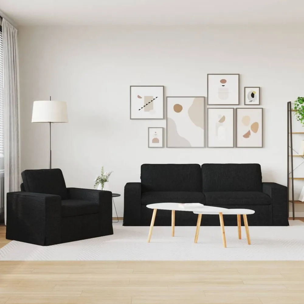 Canapés-vidaXL Ensemble de Canapés 2 pcs 222 x 80 x 82 cm tissu Noir