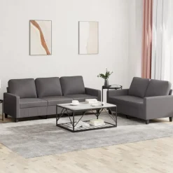 Canapés-vidaXL Ensemble de canapés 2 pcs avec coussins Similicuir Gris