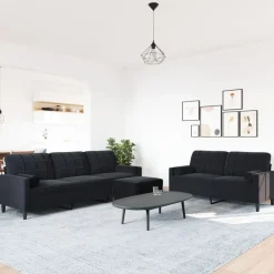 vidaXL Ensemble de canapés 3pcs et coussins et traversins velours