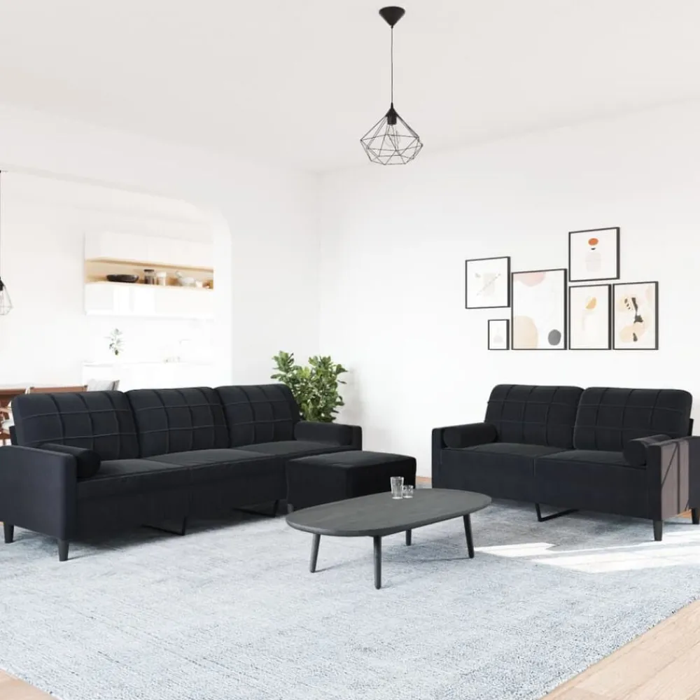 vidaXL Ensemble de canapés 3pcs et coussins et traversins velours