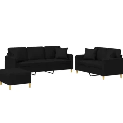 Canapés-vidaXL Ensemble de canapés 3 pcs avec coussins tissu Noir
