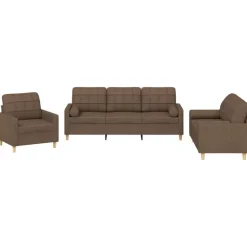 vidaXL Ensemble de canapés 3 pcs avec coussins tissu
