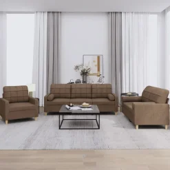 vidaXL Ensemble de canapés 3 pcs avec coussins tissu