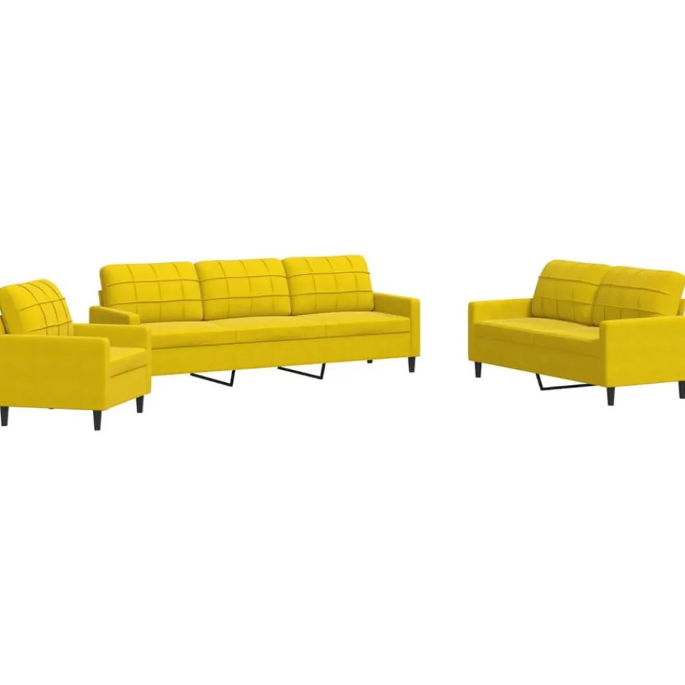 Canapés-vidaXL Ensemble de canapés 4 pcs avec coussins Velours Jaune