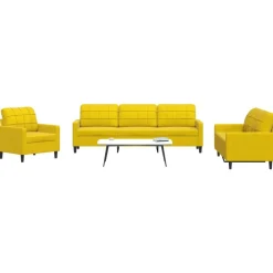 Canapés-vidaXL Ensemble de canapés 4 pcs avec coussins Velours Jaune