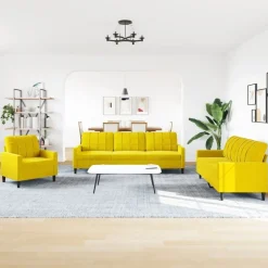 Canapés-vidaXL Ensemble de canapés 4 pcs avec coussins Velours Jaune