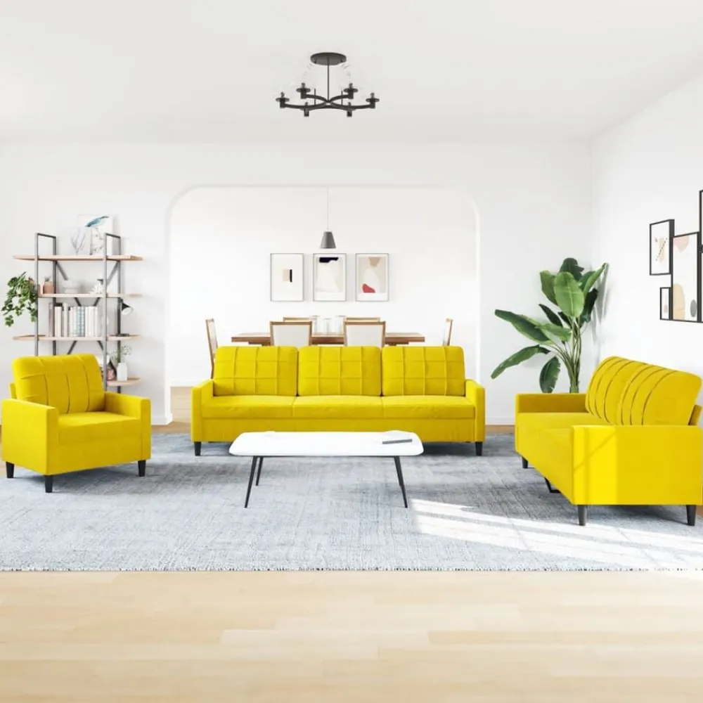 Canapés-vidaXL Ensemble de canapés 4 pcs avec coussins Velours Jaune