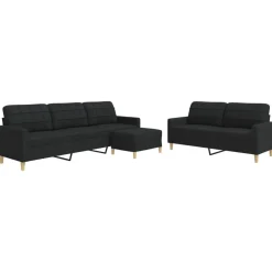 vidaXL Ensemble de canapés 3 pcs avec repose-pied tissu