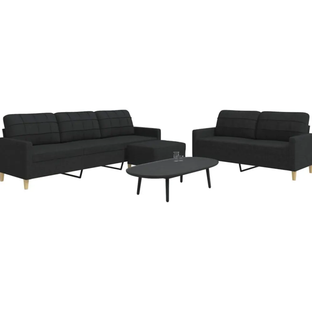 vidaXL Ensemble de canapés 3 pcs avec repose-pied tissu