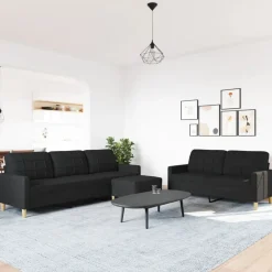 vidaXL Ensemble de canapés 3 pcs avec repose-pied tissu